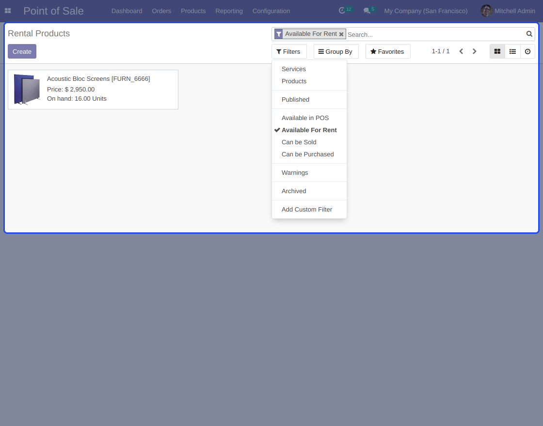 Odoo POS Rental Management