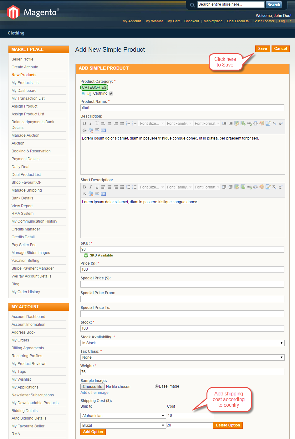 Magento (OpenMage) Marketplace Per Country Per Product Shipping