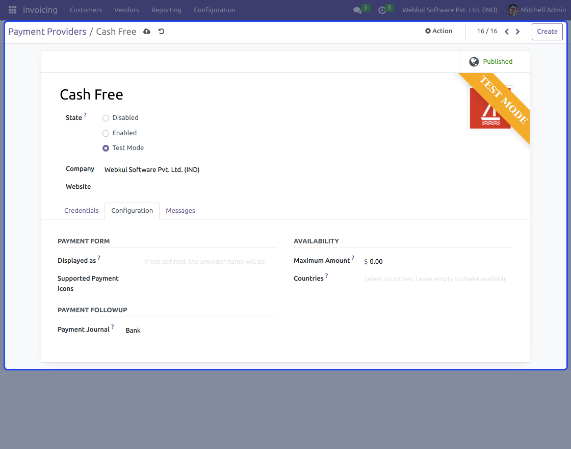 Odoo Cash Free Payments