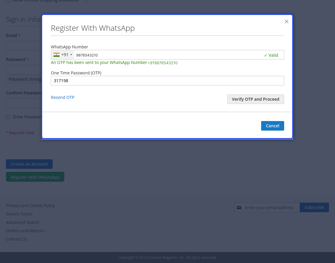 Magento 2 WhatsApp Login