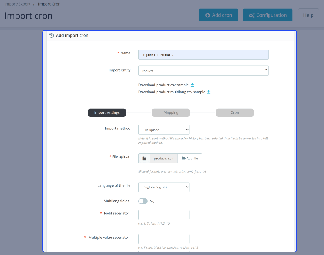 Prestashop Import Export