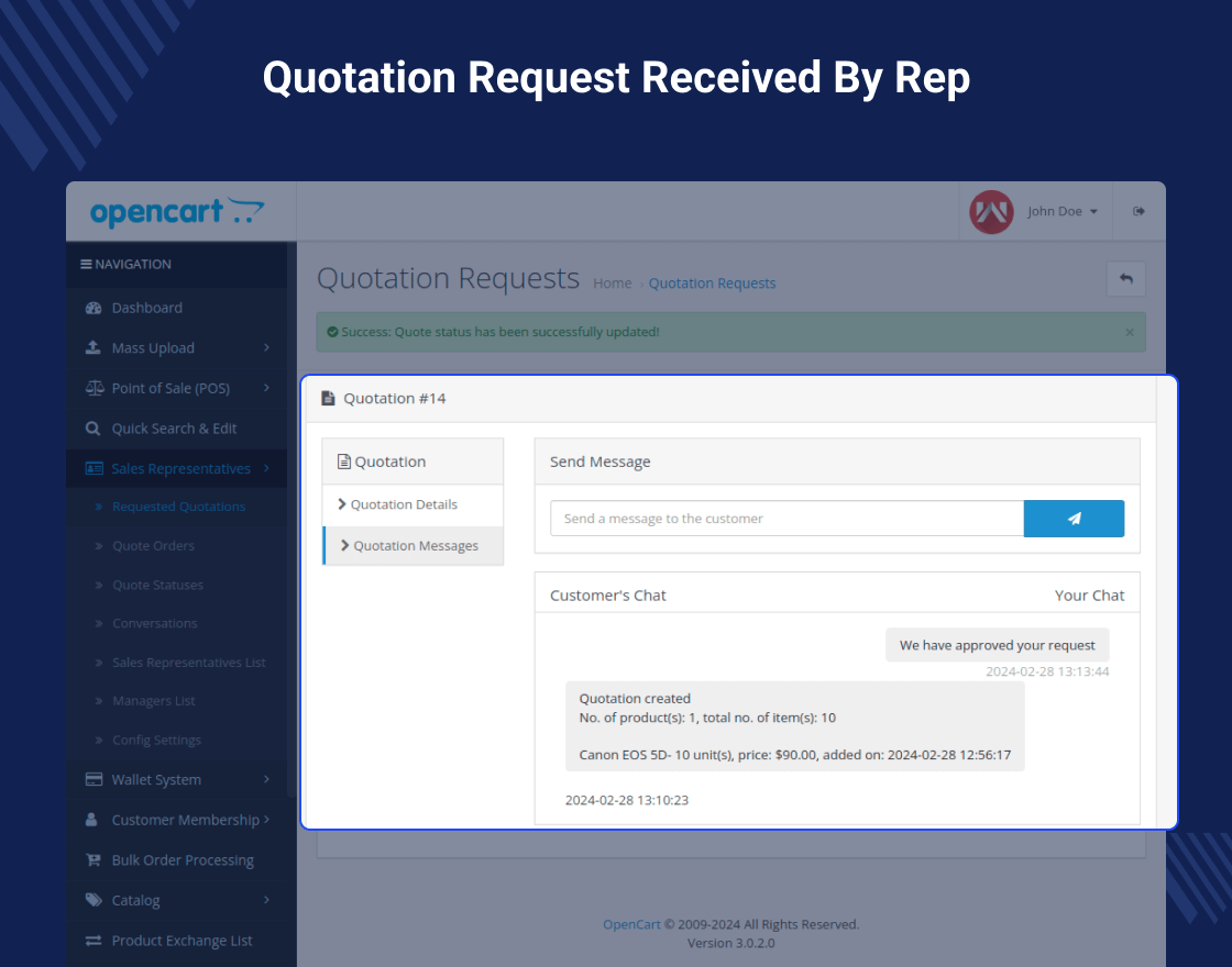 OpenCart Sales Rep