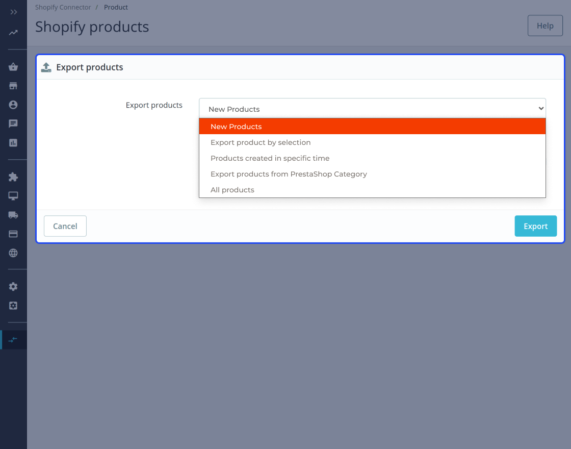Prestashop Shopify Connector