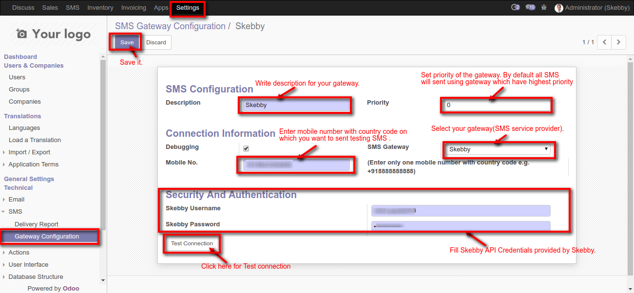 Odoo Skebby SMS Gateway