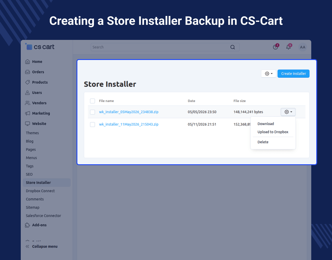 CS-Cart Advanced Backup Management