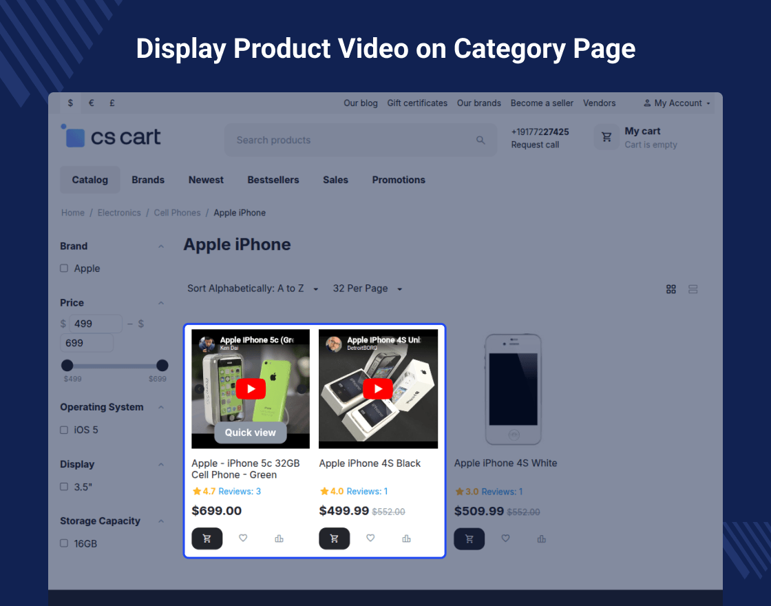 CS-Cart Product Video Gallery
