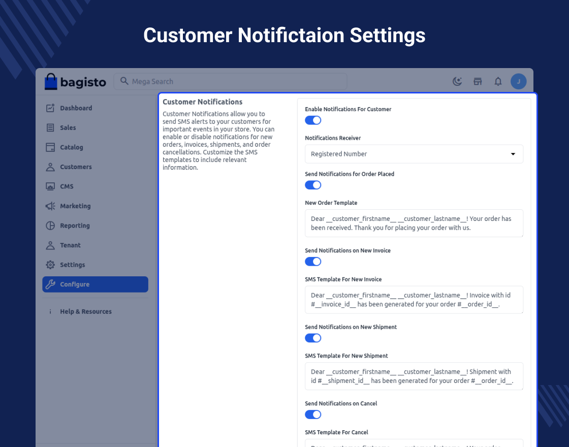 Bagisto SMS Notifications
