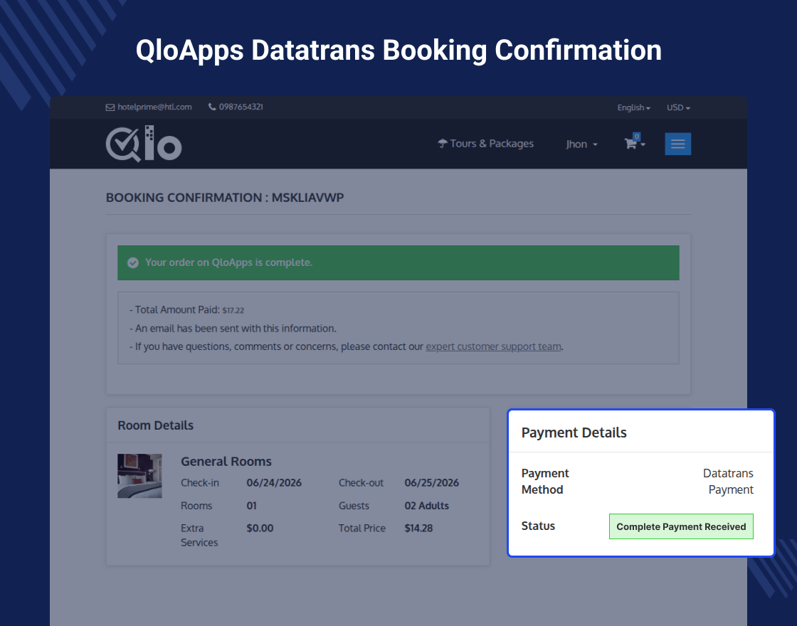 QloApps Datatrans Payment Gateway