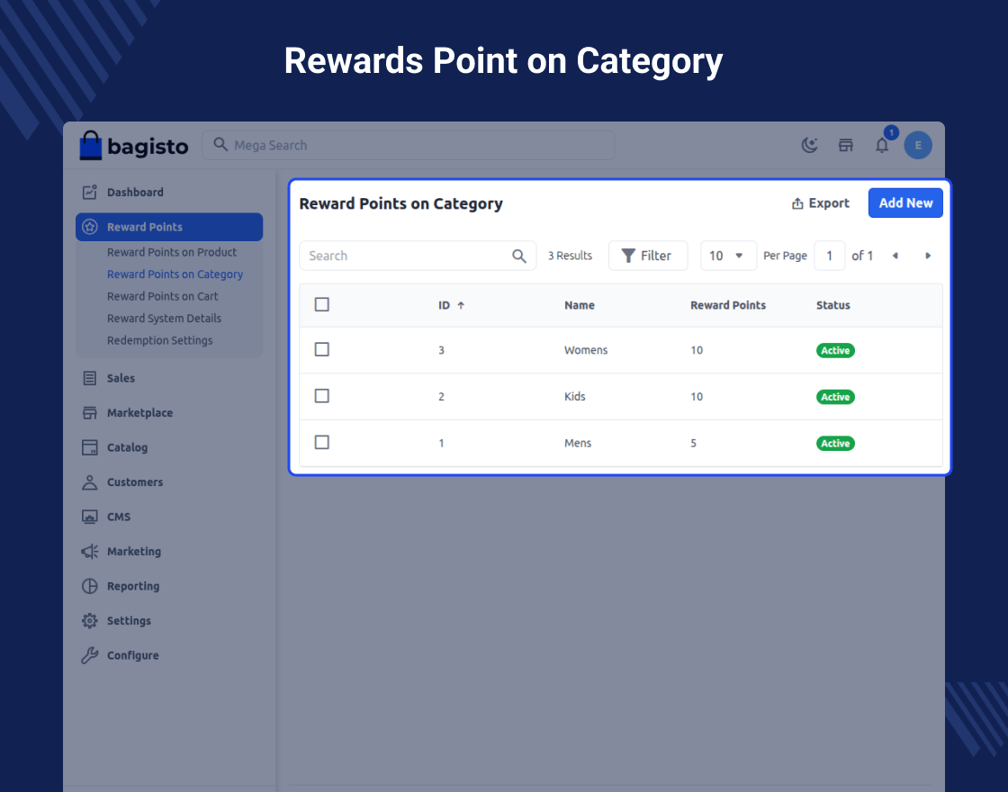 Bagisto Marketplace Reward Points