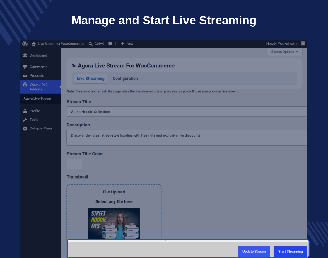 WooCommerce Agora Live Stream