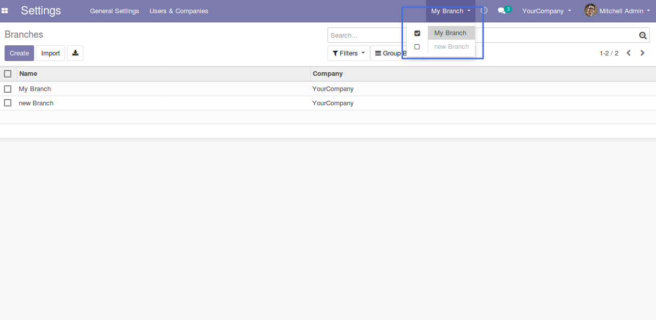 Odoo Multi Branch Base