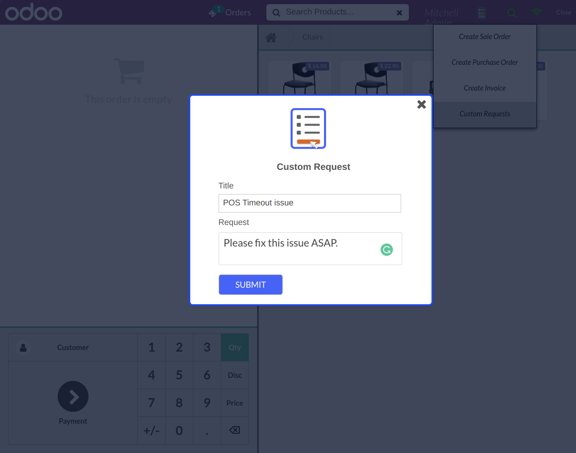 Odoo POS Salesperson's Requests & Grievances