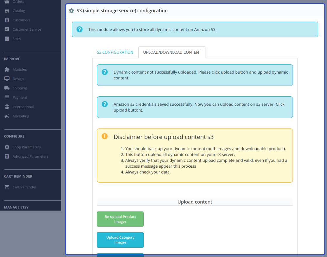 Prestashop Amazon S3 