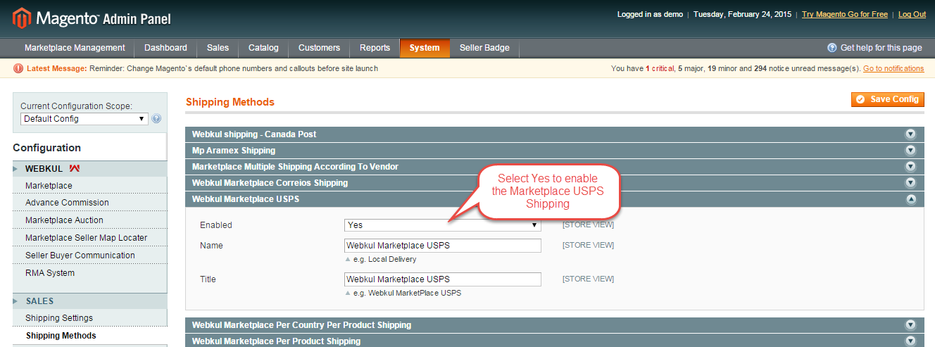 Magento (OpenMage) Marketplace USPS Shipping Management