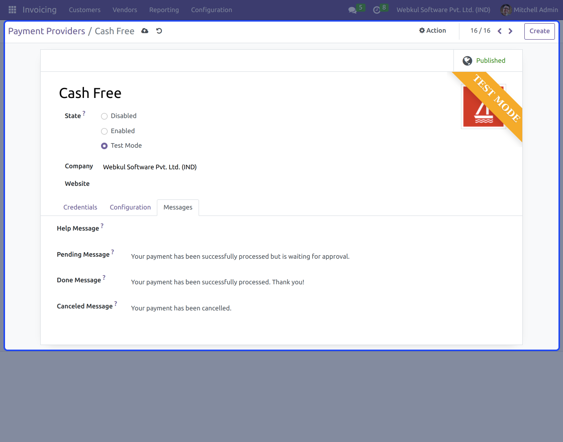 Odoo Cash Free Payments