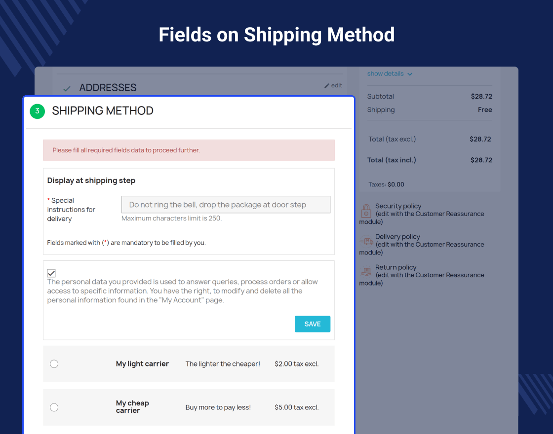 PrestaShop Checkout Custom Fields 