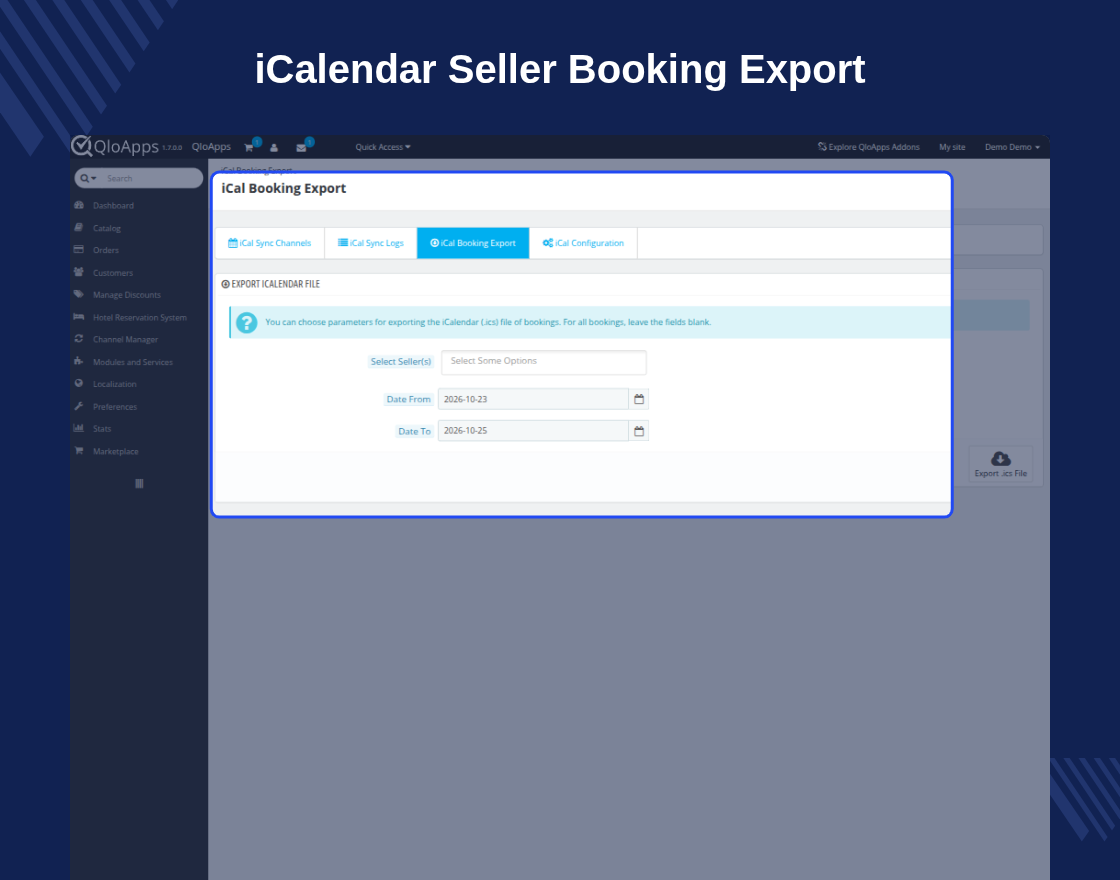 QloApps Marketplace iCalendar (.ics) Export and Sync