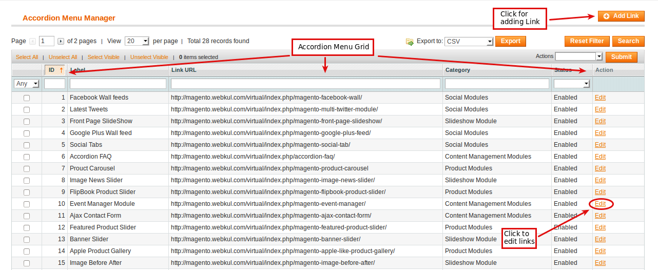 Magento (OpenMage) Accordion Menu