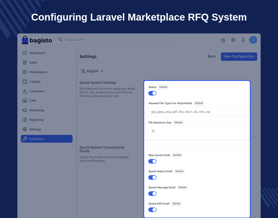 Laravel Marketplace Product Quote System