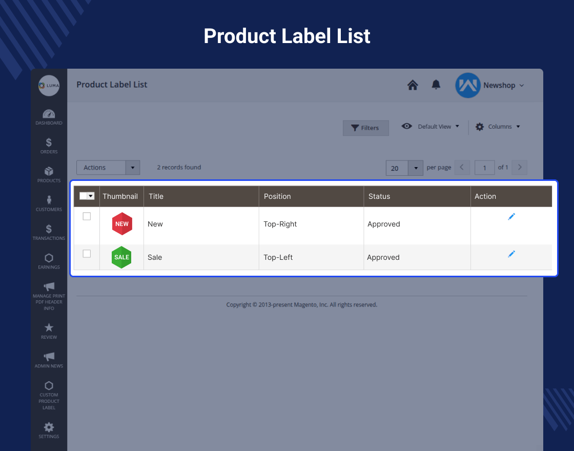 Magento 2 Marketplace Product Labels 