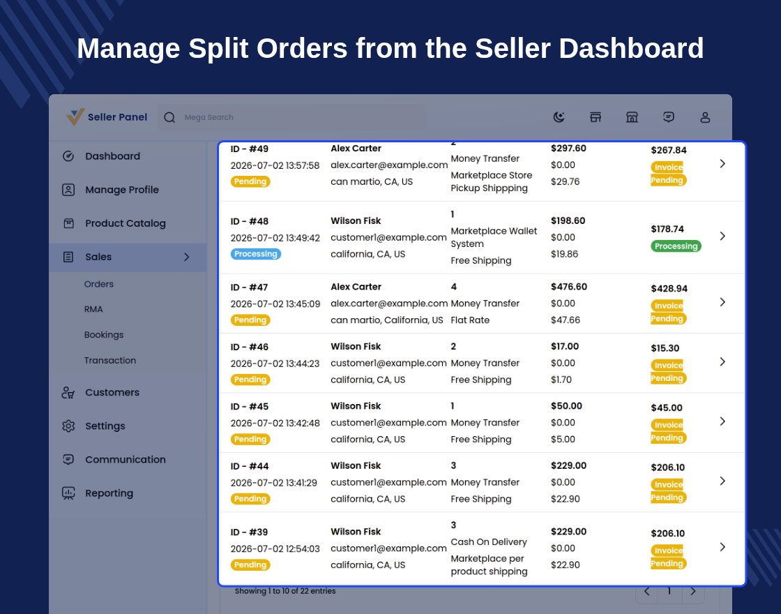 Bagisto Marketplace Split Order