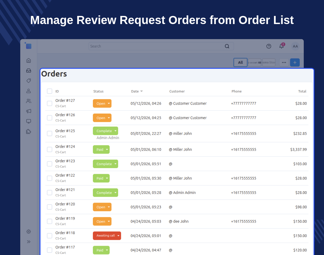 CS-Cart Product Review Request