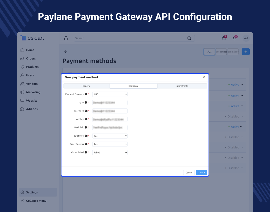 CS-Cart PayLane Payment Method