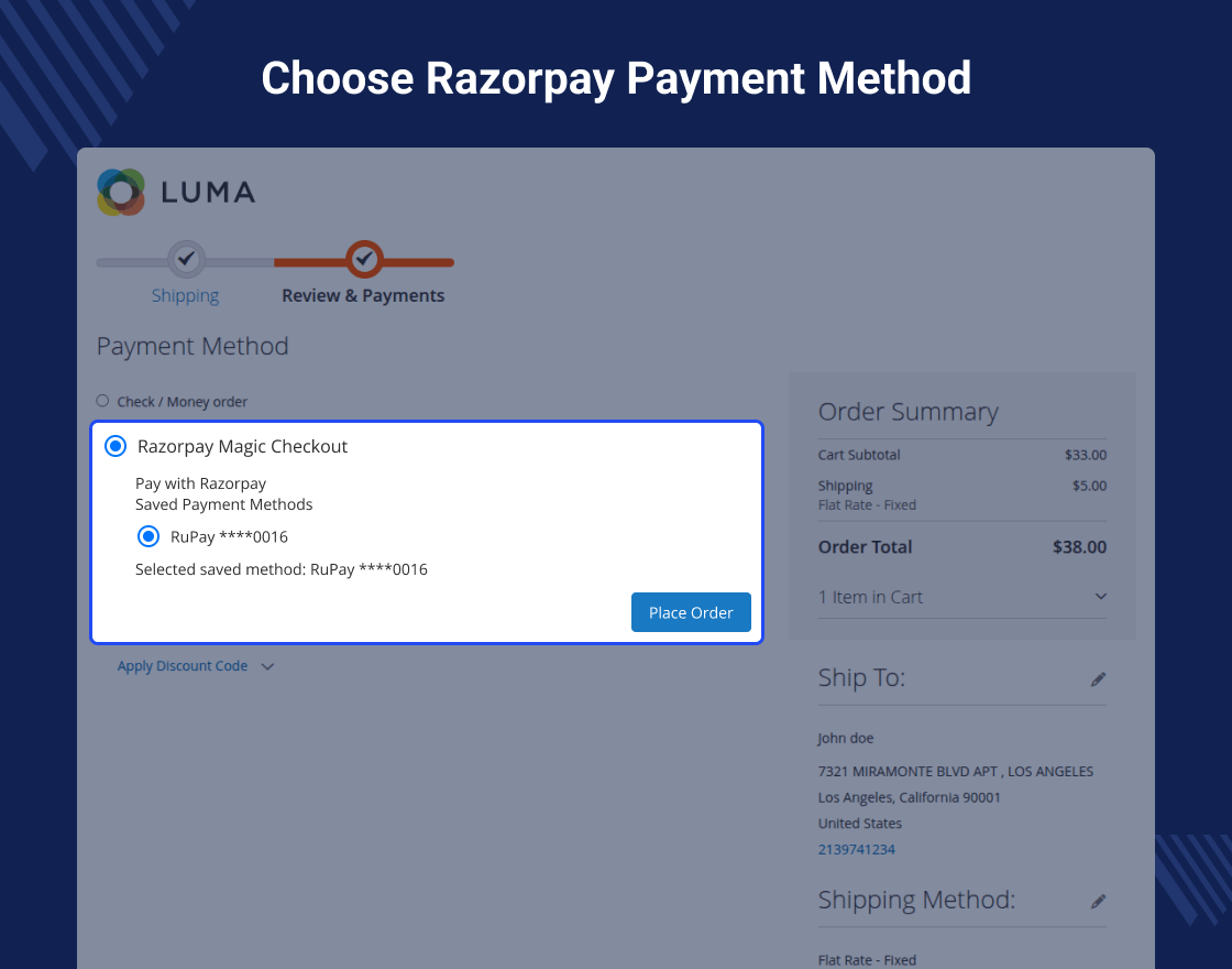 Magento 2 Razorpay Magic Checkout