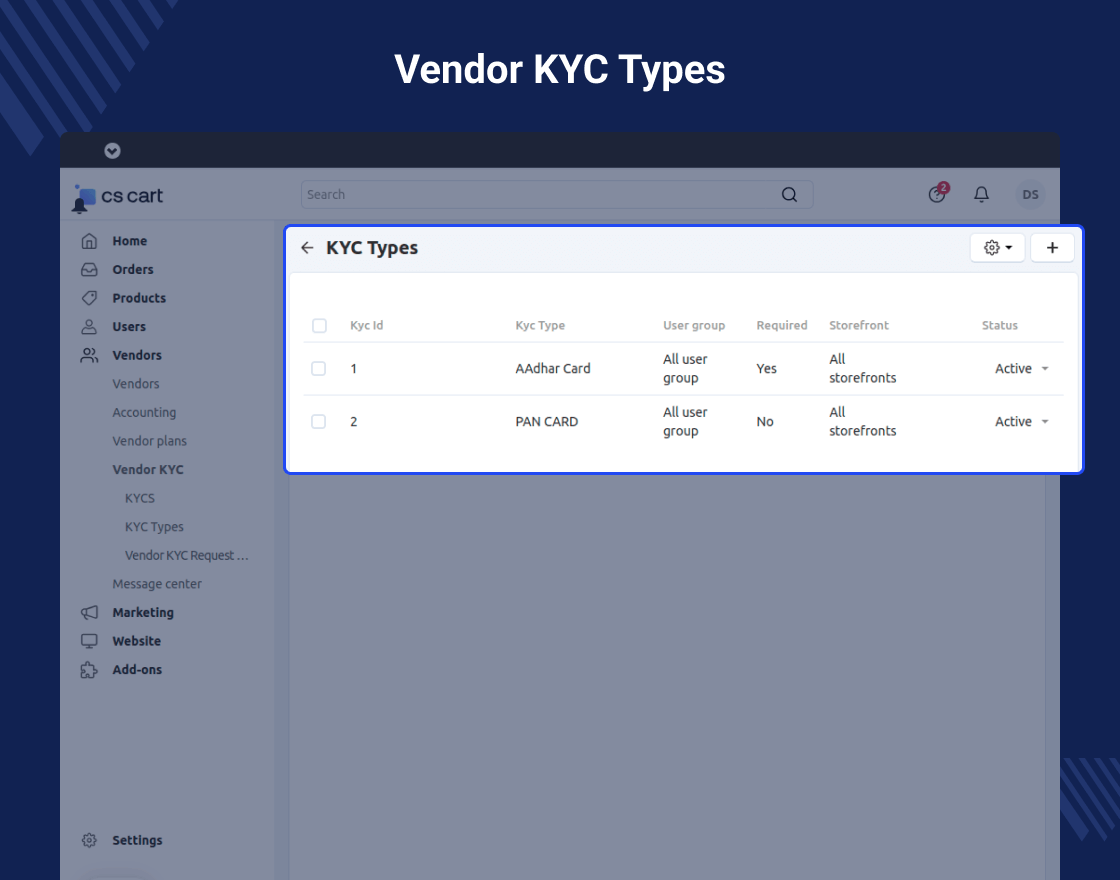 CS-Cart Vendor KYC