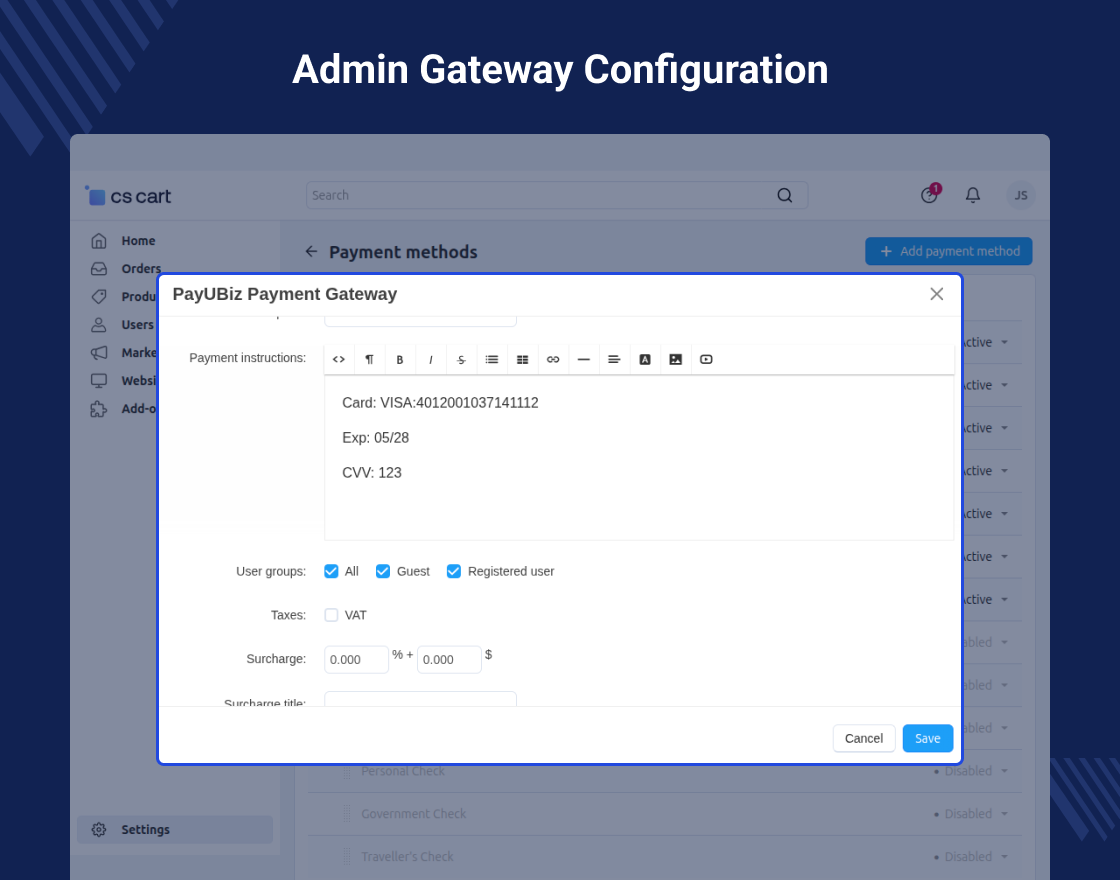 CS-Cart PayUbiz Payment Gateway