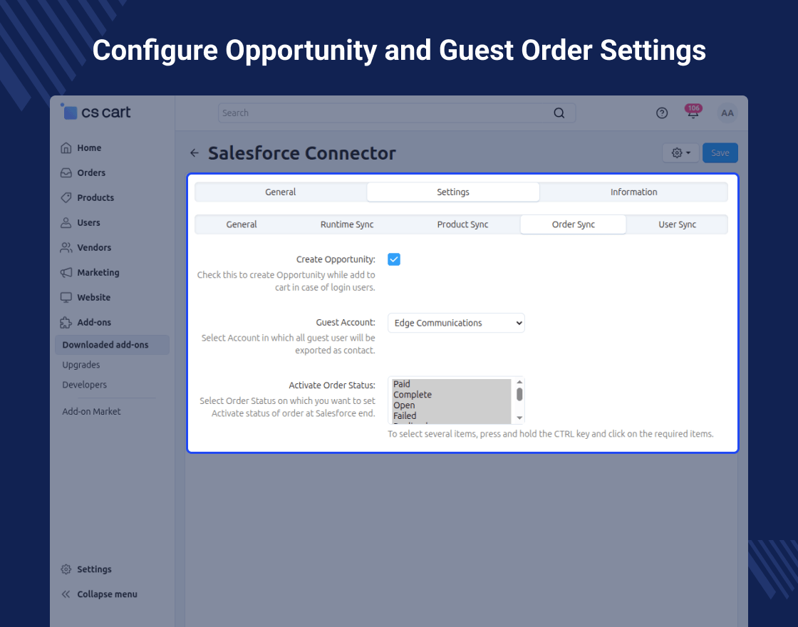 CS-Cart Salesforce Connector