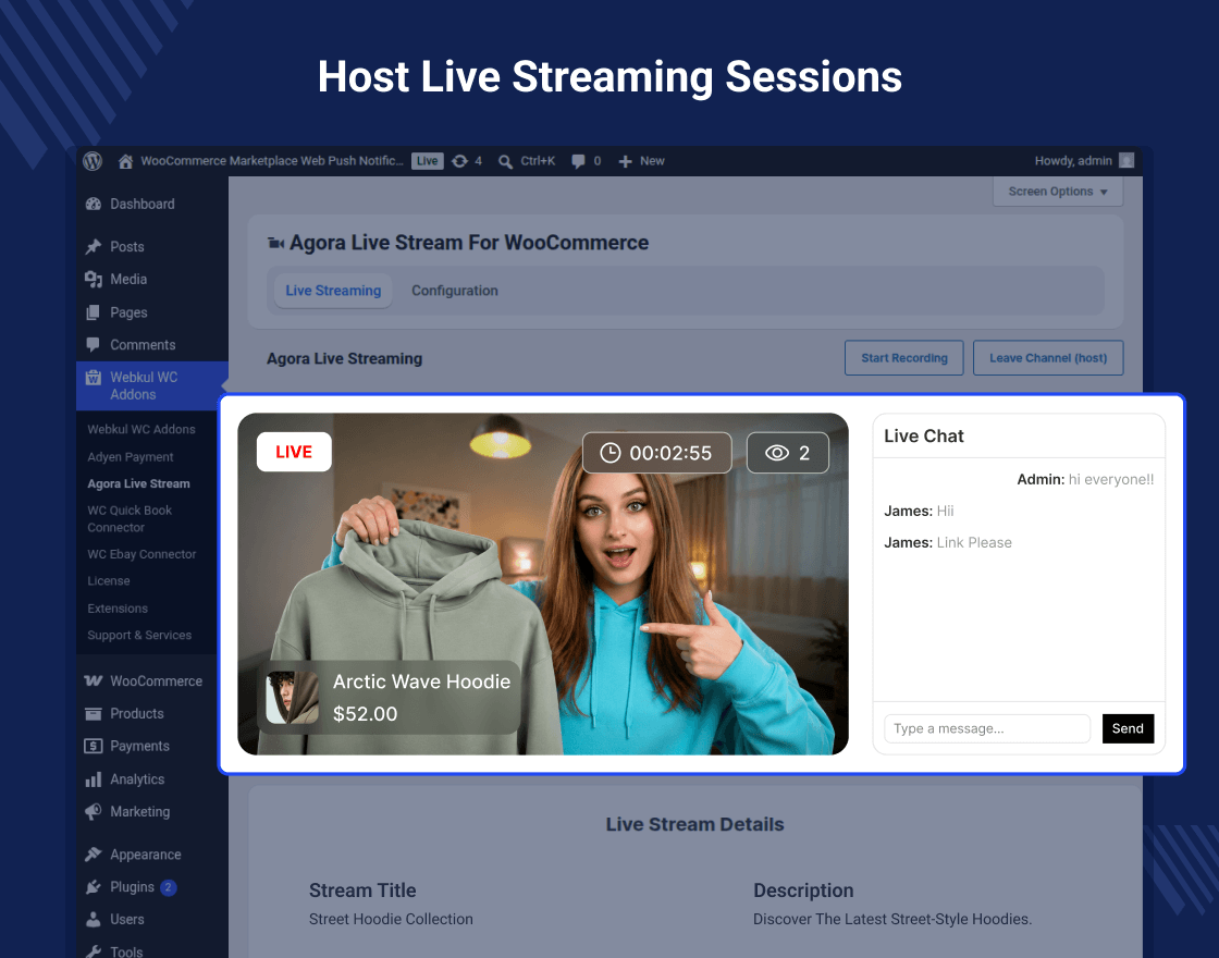 WooCommerce Agora Live Stream