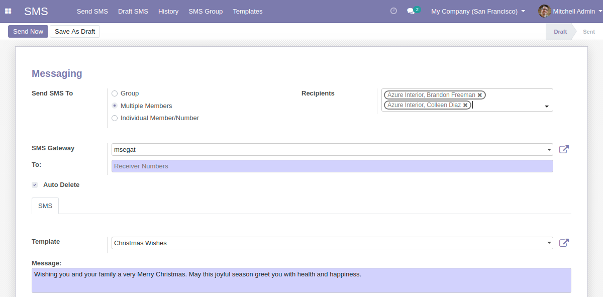 Odoo Msegat SMS Gateway