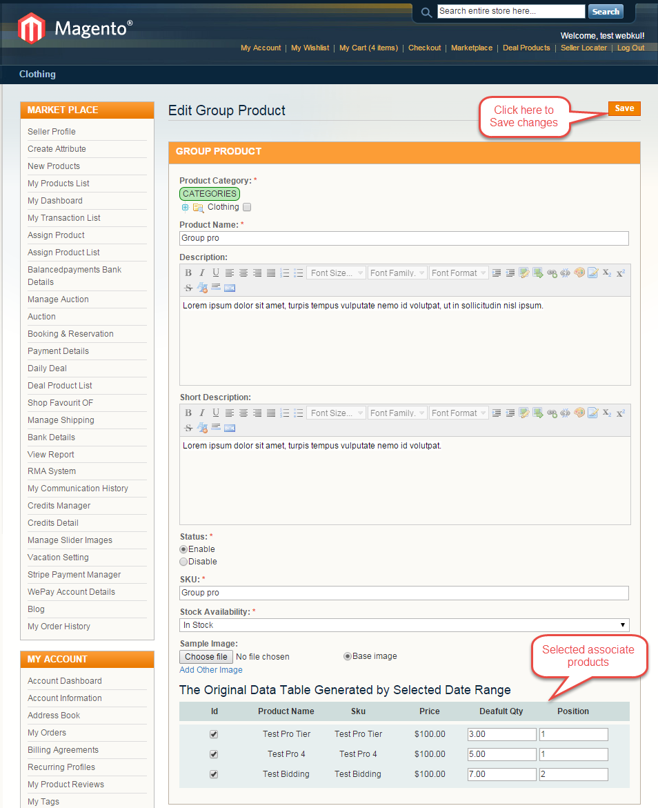 Magento (OpenMage) Marketplace Grouped Product