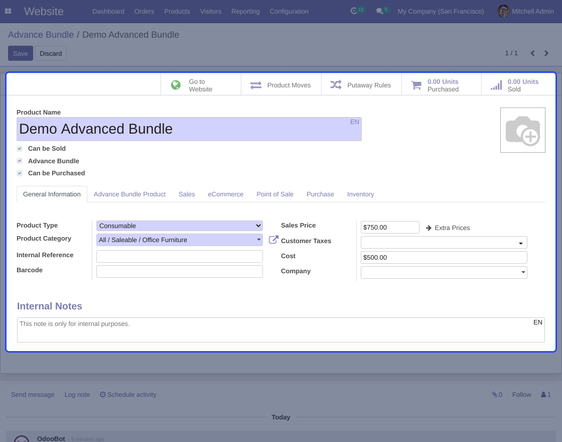 Odoo Website Advanced Bundle Product