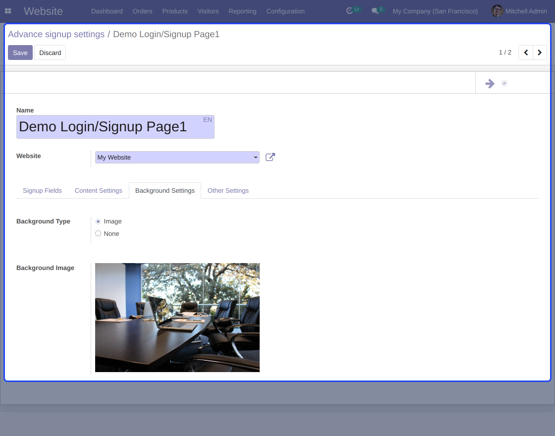 Odoo Advance Signup