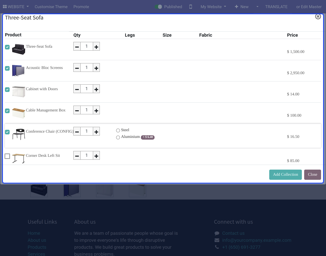 Odoo Website Product Collection