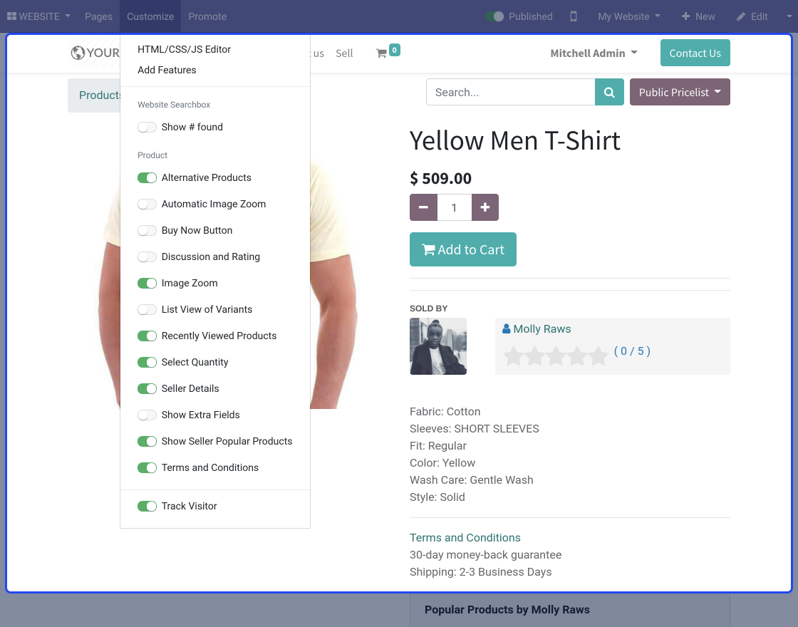 Odoo Marketplace Other Products by Seller On Product Page