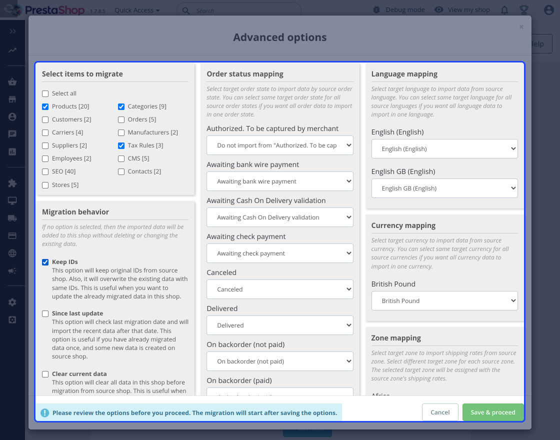 Prestashop Migration and Upgrade