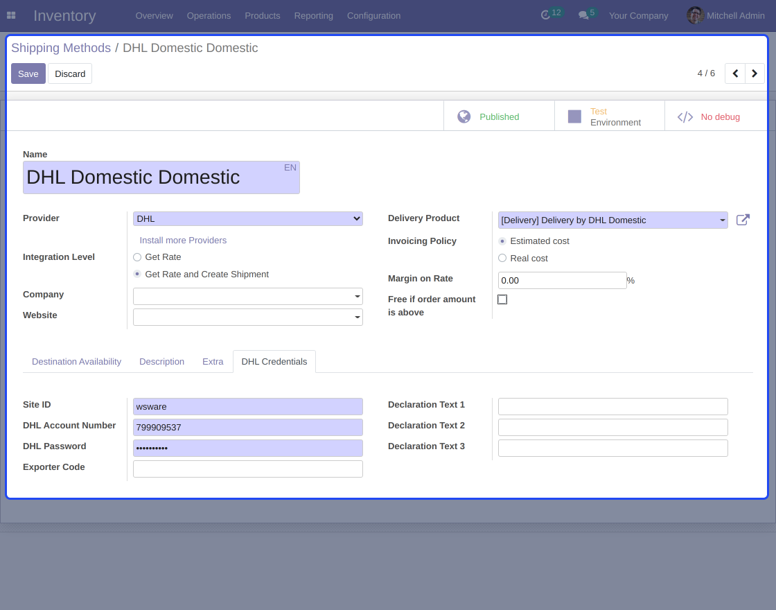 Odoo DHL Shipping Integration