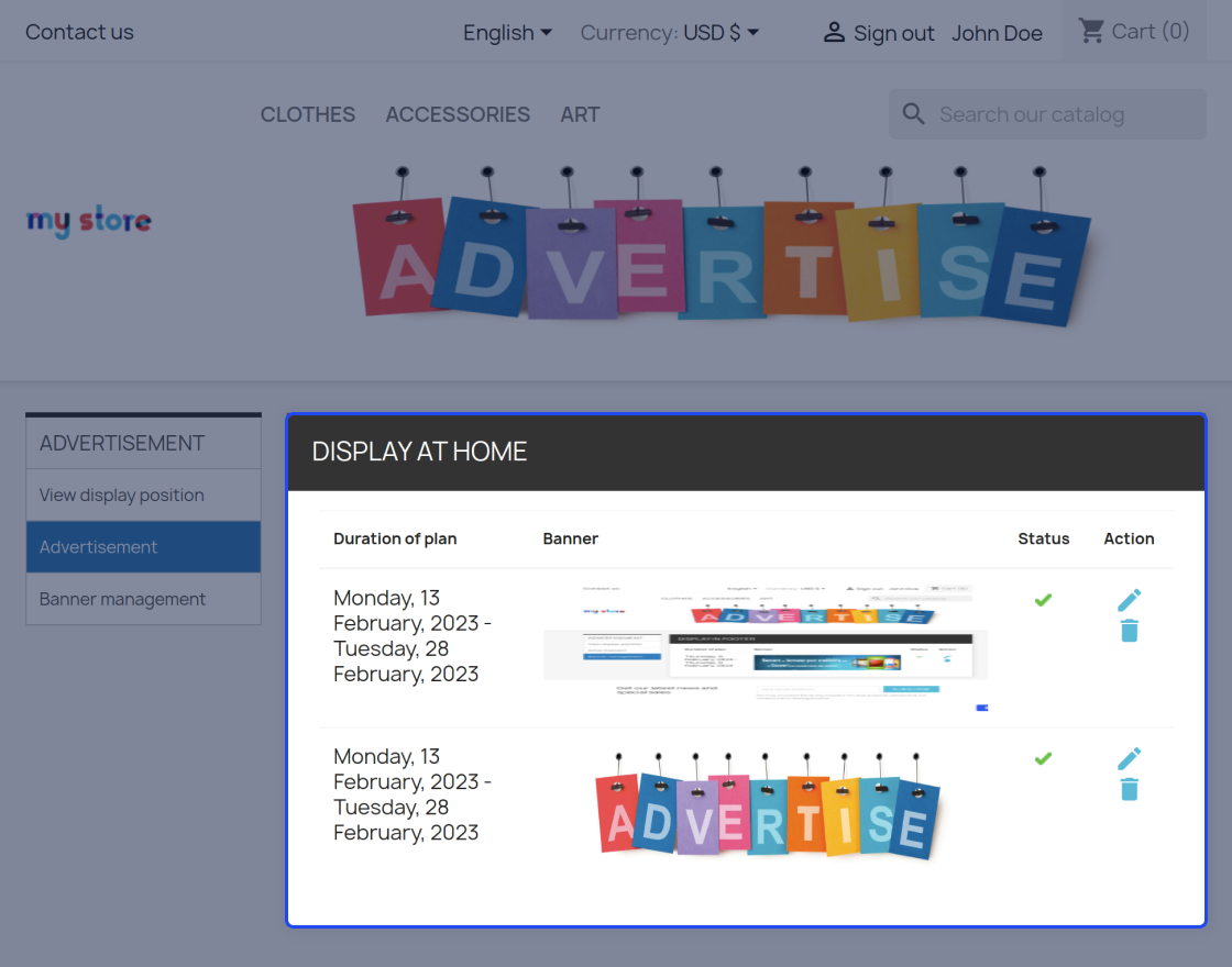 Prestashop Advertisement Addon