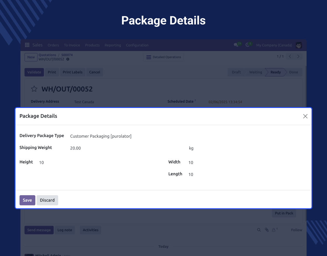 Odoo Purolator Shipping Integration