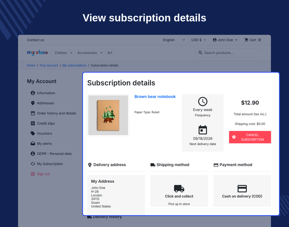 Prestashop Subscription Products
