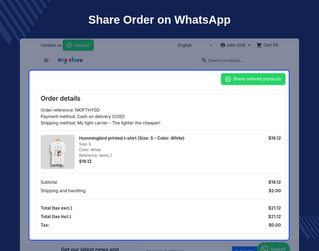 Prestashop WhatsApp Support and Share