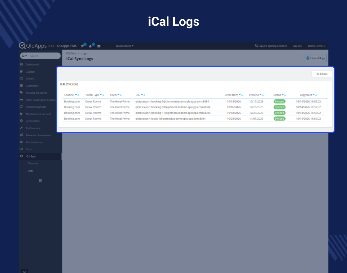 QloApps Booking iCalendar (.ics) File Export