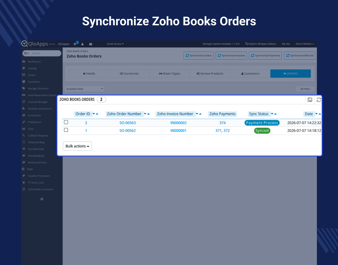 QloApps Zoho Books Connector