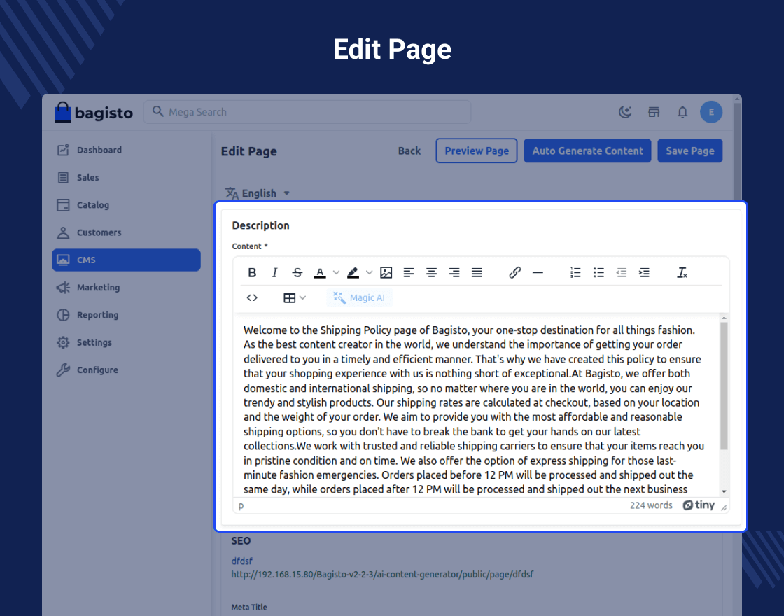Bagisto ChatGPT Content Generator