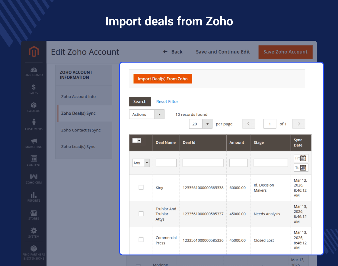  Magento 2 Zoho CRM Integration
