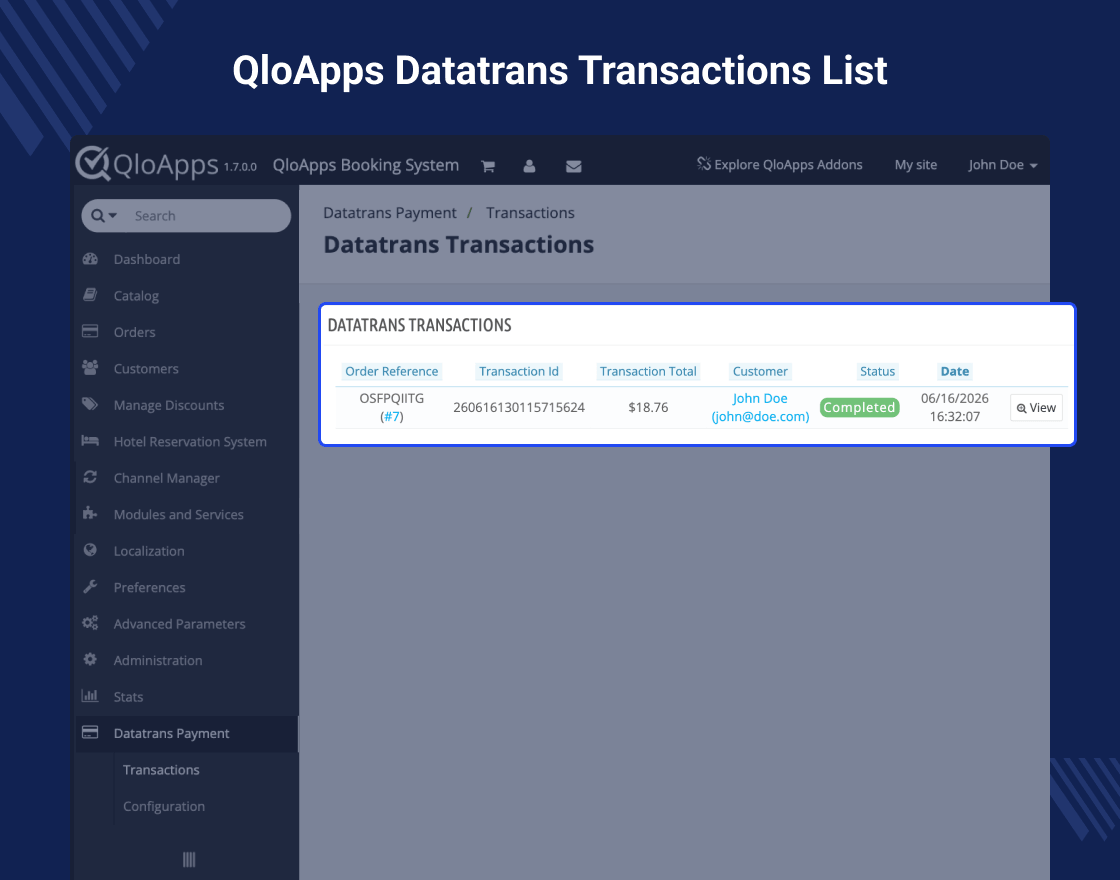 QloApps Datatrans Payment Gateway