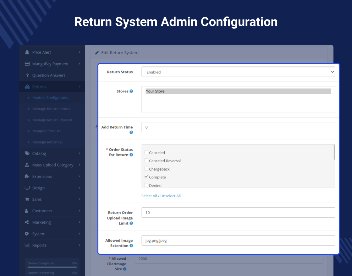 Opencart Product Return RMA